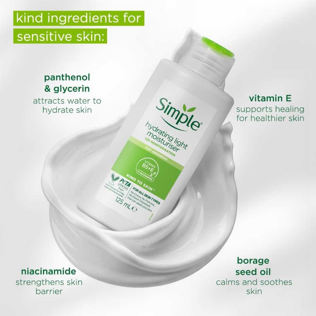 Simple Kind to Skin Hydrating Light Moisturiser with Vitamin B5+E & Niacinamide 125ml