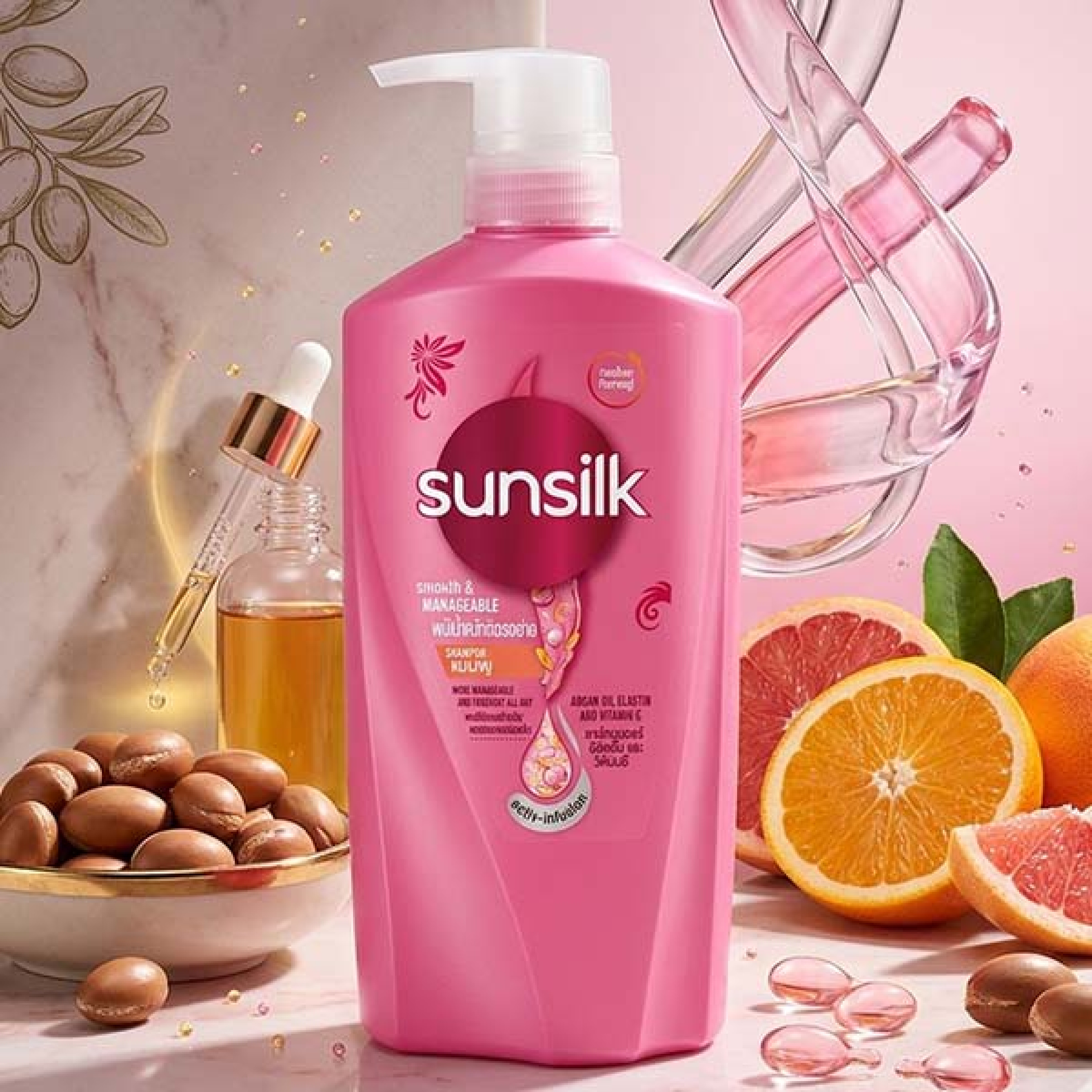 Sunsilk Smooth and Manageable Shampoo Pink 625ml