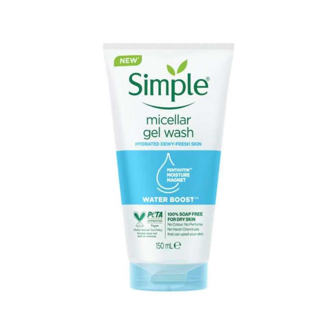 Simple Water Boost Micellar Facial Gel Wash for Hydrated Dewy-Fresh Skin 150ml