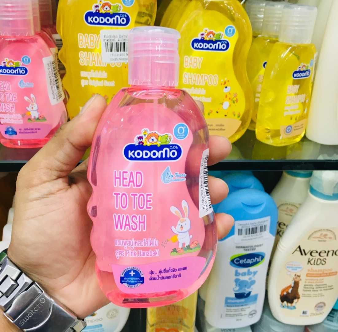 Kodomo Head to Toe Wash Pink Hanabaki for 0+ Kids 200ml